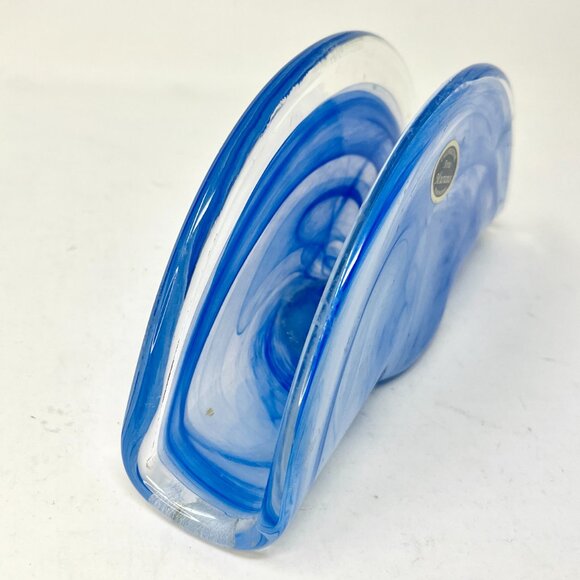 Blue Lavorazione Arte Murano Serviette Letter Napkin Holder Art Glass Italy Taco - Picture 6 of 11